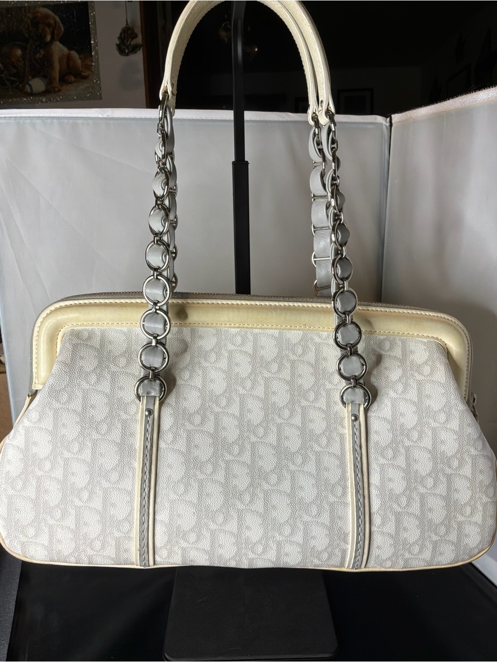 Dior Cream and Light Gray romantic trotter shoulder bag - Picture 2 of 10